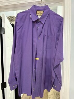 Wrangler Purple Patterned Long-Sleeve Button-Up Shirt